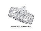Stunning 2 Piece 14K. White Gold 2.00 Ctw Diamond Wedding Set For Her With Marquee Center Stone ** SPECIAL SALE **