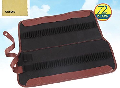 Wiysond 72 Colouring Color Pencil Holder Colored Canvas Wrap Storage Case Roll Multi-purpose Pencils Pouch Holder for Travel School Office Art (72 slots Black)