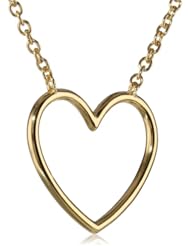 18k Yellow Gold Plated Sterling Silver Open Heart Necklace, 17"+2" Extender