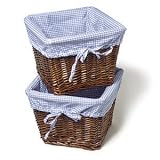 Burlington Baby Small Cherry Willow Basket Set with Liner, Blue