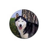 Siberian Husky Rubber Round Coaster (4 pack)