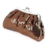 Womens Brown Sequins Designer Evening Clutch Bag