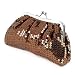 Womens Brown Sequins Designer Evening Clutch Bag