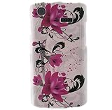 Crystal Hard With PINK FLOWERS ON WHITE Design Faceplate Cover Case Shield  ....