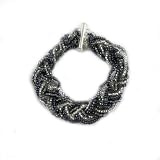 Black & Silver Beaded Braided Bracelet