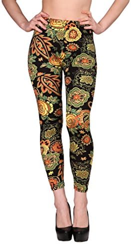 Fashion Printed Women's Leggings Polyester/Spandex One Size Black/Orange/Green Print