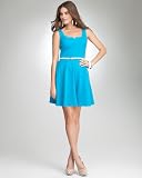 bebe Belted Flared Skirt Dress