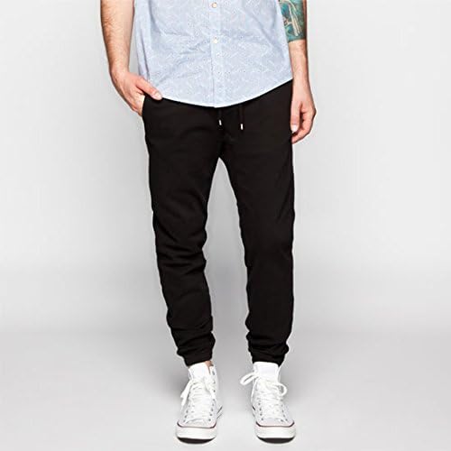 HOUSE OF TRIOT Mens Twill Jogger Pants, Black, Large