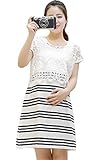 マタニティ 授乳服 トップス ワンピース 2点セット ワンピに隠しファスナー付き 授乳口 付き ストライプ 春 夏 オリジナルアイテム付き 892-16269