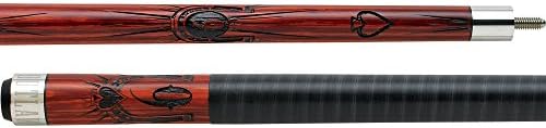 OUTLAWOL14 Cherry Pool Cue - Cherry Stained Maple with 9 Ball & Spade Design - 21oz