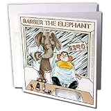 Londons Times Funny Animals Cartoons - Barber The Elephant Trim N A Haircut - Greeting Cards-12 Greeting Cards with envelopes