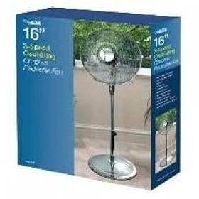 16" F055 CHROME 3-Speed Oscillating Pedestal (stand) Fan