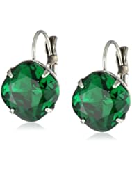 Sorrelli "Viridescence" Cushion Cut Crystal Silver-Tone French Wire Drop Earrings