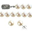 Paradise 7.5-8mm White Cultured Pearl AS1R1 Strand 14k White Gold Diamond Clasp 18" Necklace Earrings Set - Classic Collection