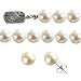 Paradise 7.5-8mm White Cultured Pearl AS1R1 Strand 14k White Gold Diamond Clasp 18" Necklace Earrings Set - Classic Collection