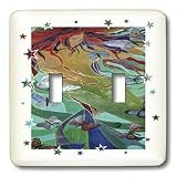 Taiche - Acrylic Painting - Mermaids - Mermaid and Butterflies - elusive, untamed, art nouveau, femininity, mythology, butterflies, mermaid - Light Switch Covers - double toggle switch