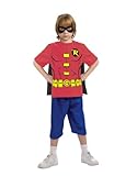 Robin Costume, Kids Robin Boys Logo Red Costume T-Shirt, Medium, HEIGHT 4