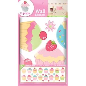 Fun4Walls Repositionable Wall Stickers, Cupcake Stickarounds