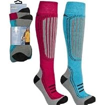 Trespass Janus Tech Ski Socks (Blue Water/Sangria) - 2 Pair Pack