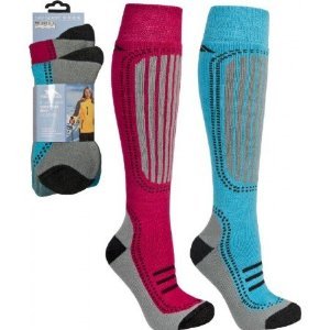 Trespass Janus Tech Ski Socks (Blue Water/Sangria) - 2 Pair Pack