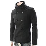 Doublju Mens Casual Double Breasted Wool Jacket (GA06)
