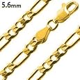 14K Gold Plated Silver 22" Figaro Chain 5.6mm