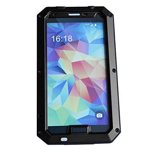 ELECDAY[TM] Metal Corning Gorilla Glass Shockproof/dustproof/weatherproof Military Heavy Protection Hard Cover Skin Case Pouch Shell Membranes for Samsung Galaxy S5 Sv G900 I9600 (Black)