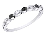 Black and White Diamond 1/10 Carat (ctw) Stackable Ring in White Gold