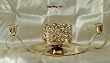 Unity Candle Holder Wedding Stand Shamrocks Celtic Brass toned