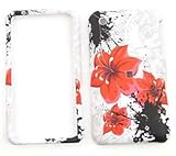 Apple iPhone 3G/3GS   Red Hibiscuses and Black Splashes on White  Hard C ....
