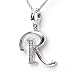 Silver Diamond Initial Pendant "R" with Silver Chain