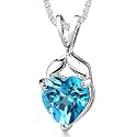 3.00 cts Heart Shape Swiss Blue Topaz Pendant in Sterling Silver