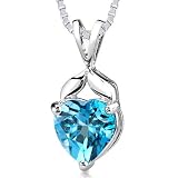 3.00 cts Heart Shape Swiss Blue Topaz Pendant in Sterling Silver