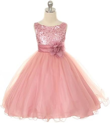 Kids Dream Rose Sequin Double Mesh Flower Girl Dress Little Girl 2T-14