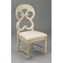Dining chair antique ivory glaze finish solid wood round upholstered seat