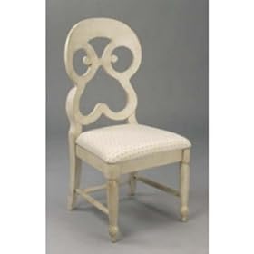 Dining chair antique ivory glaze finish solid wood round upholstered seat by ARTS AS ANTIQUES