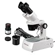 AmScope 10x-20x-30x-60x Digital Binocular Stereo Microscope with Top & Bottom Dual Light Illumination System + USB Digital Camera