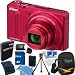 Nikon COOLPIX S9100 12MP Red Digital Camera 16GB Bundle - Includes COOLPIX S9100 Red Digital Camera, 16 GB Memory Card, Camera Case, Camera Battery, Card Reader, Mini Tripod, LCD Protector, Memory Card Wallet, and Cleaning Kit