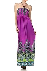 Halter Polyester/Spandex Paisley Shirred Beaded Evening Dress/Maxi Dress 