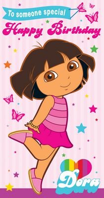 Dora Birthday Card (no age) with Stickers