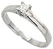 14k White Gold Solitaire Ring 3/16 (4mm) wide, w/ 0.16 Carat Princess Cut Diamond