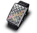 Tokyo Flash Watch - Infection - Grey / Black Dial and Black Leather Strap with Mutl-Coloured LED's