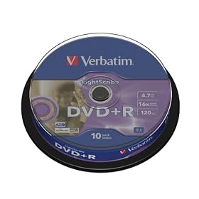 Verbatim 43576 LightScribe DVD+R (4.7GB, 16x, 10 Pack)