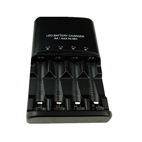 Smart 4 bay AA/AAA NiMH LED Battery Charger With 100-240V AC 50/60Hz Input (Black Color)