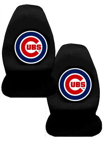 A Set of 2 MLB Major League Baseball Licensed Universal-Fit Front Bucket Seat Cover - Chicago Cubs