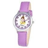 Disney By Ewatchfactory Kids Quartz Watch with White Dial Time Teacher Display and Purple Leather Strap W000059