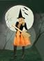 Devious Witch 2pc. Costume Includes a Dress w/ Velvet Bodice & Satin Skirt w/ Sheer Overlay & Hat-SM