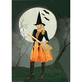 Devious Witch 2pc. Costume Includes a Dress w/ Velvet Bodice & Satin Skirt w/ Sheer Overlay & Hat-SM
