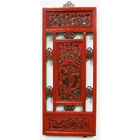Antique Chinese Carved Wooden Window Frame - Architectural Salvage Wall D�cor Art - 31"H