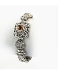 Sterling Silver Bali Style Gem Quality Citrine Bracelet 7.5 Inches